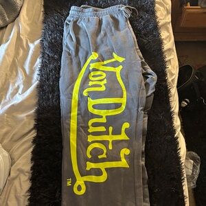 Von Dutch Charcoal Joggers with Neon Yellow Logo